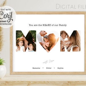 Collage de fotos de mamá, arte de pared imprimible personalizado, editable digitalmente, regalo para mamá, plantilla de impresión de imágenes de cartas de mamá, Día de la Madre n.° 015