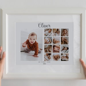 Editable first year photo collage Template Baby 1st Birthday image 3