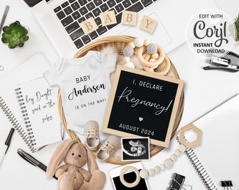 Office Pregnancy announcement Digital, office Baby reveal Social Media, Gender Neutral Baby Announce template, I declare Pregnancy #034