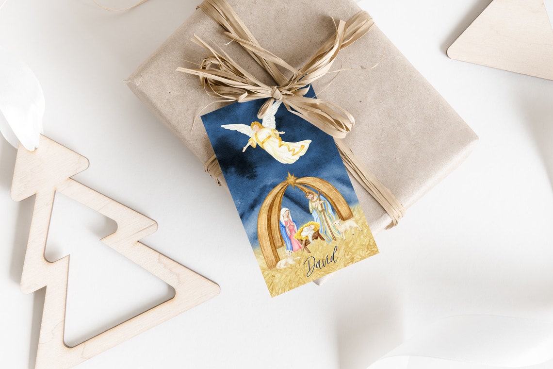Nativity Gift Tags Editable Template Christmas Thank You Tag - Etsy