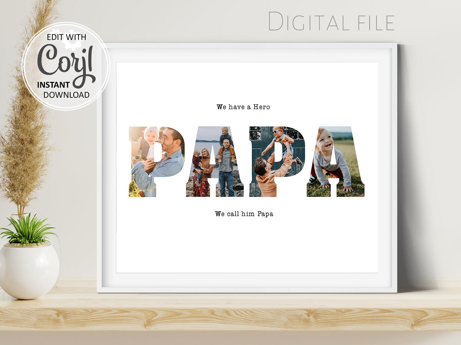 papa photo collage editable fathers day gift personalized etsy