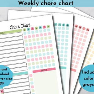 Kids Chore Chart | Responsibility Chart | Editable PDF | Daily routine | Printable Planner | Weekly Chores | 8 colors | Kids Chores