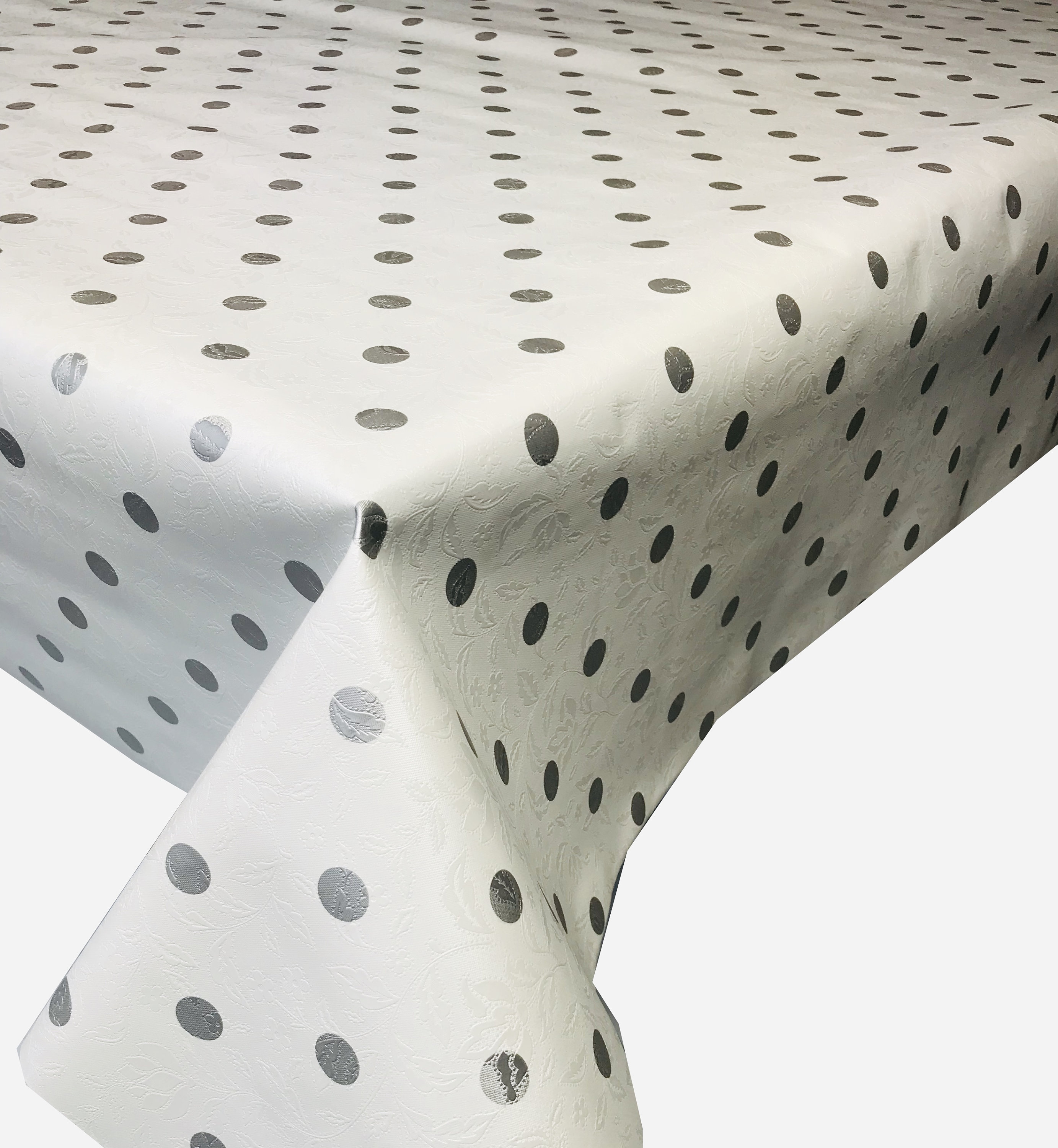 Polka Dot White Grey Tablecloth Pvc Wipe Clean Oilcloth Table Etsy