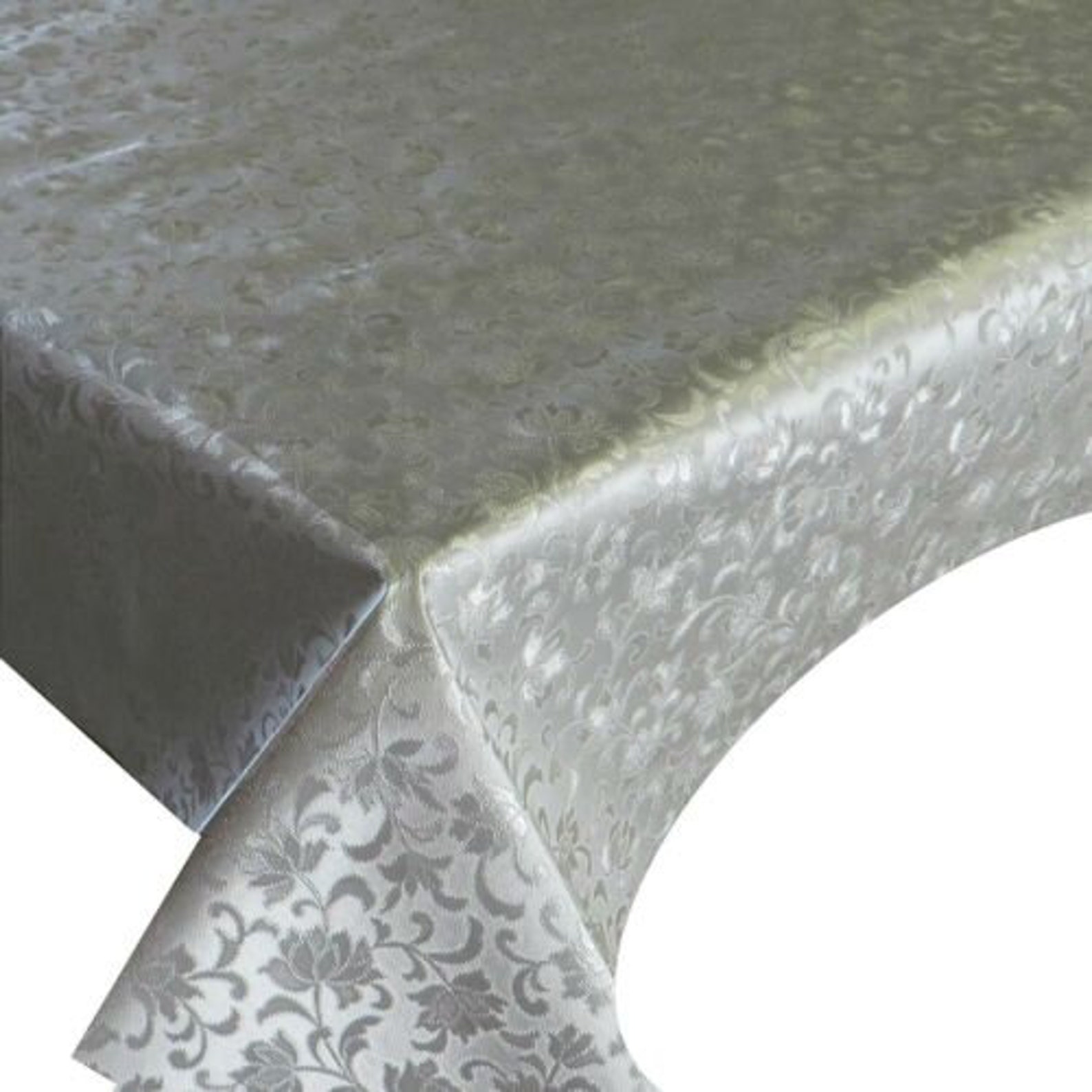 Plain Grey Pvc Tablecloth Oilcloth Wipeclean Embossed Round Etsy