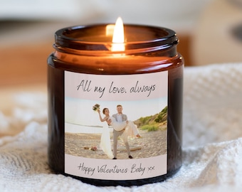 Personalised Valentines Day Photo Candle, Photo Gift for him, Gift for her, Valentine's Day Photo Candles