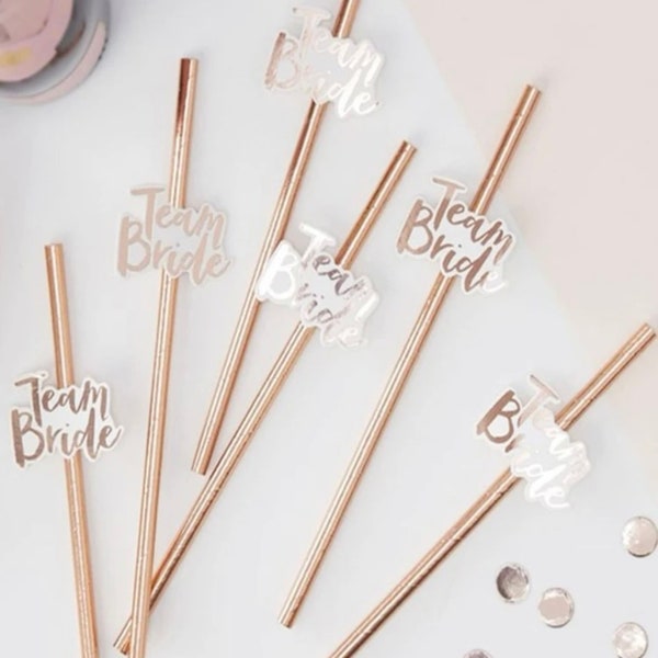 Team Bride Drinking Straws, Bridal Party Straws, Hen Party Accessories, Hen Party Favours,