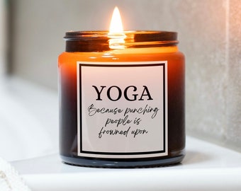 Yoga Because Punching People is Frowned Upon Candle Gift, Meditation Candles, Yoga Lover Christmas Gifts