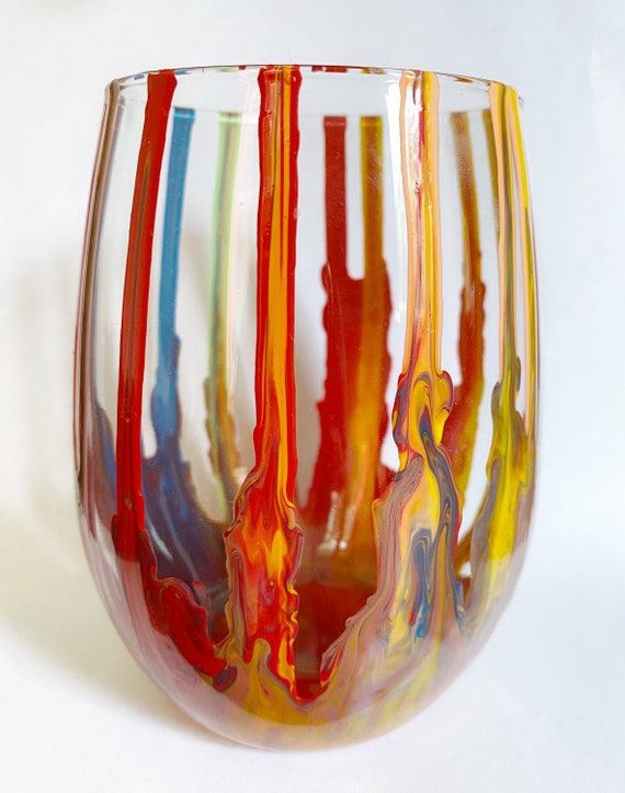 Wine Glasses, Paint Poured, Cups, Drinkware, Kitchen, Christmas Gift,  Birthday Gifts, Valentine's Gift, Summertime 