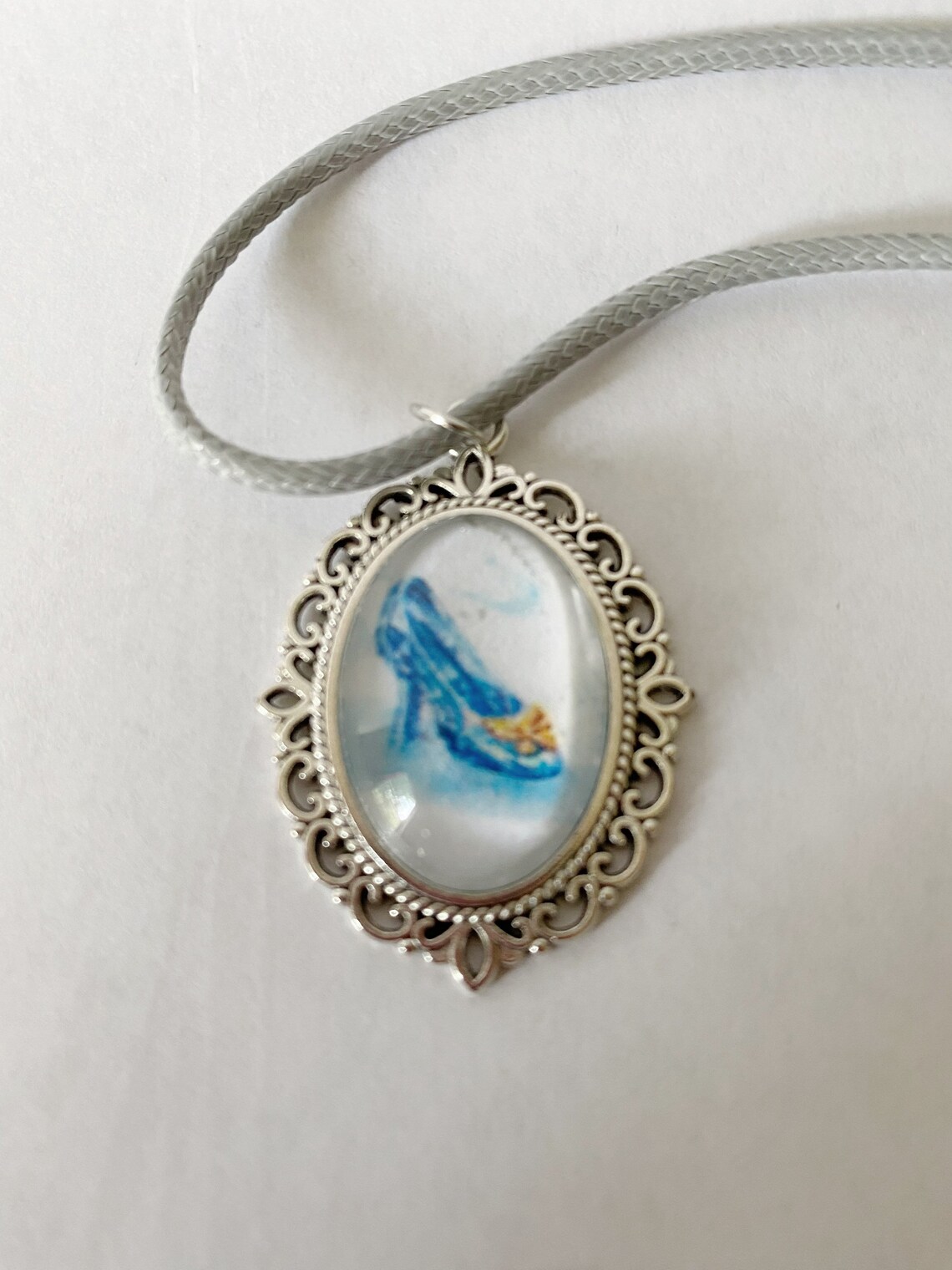 Silver Necklace Glass Slipper Vintage Pendant Gifts for Etsy UK