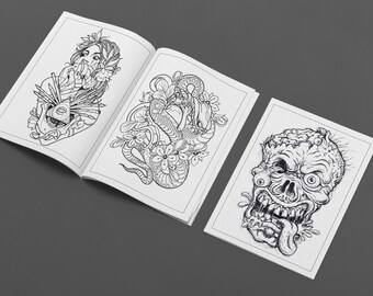 Download Tattoo Coloring Book Etsy