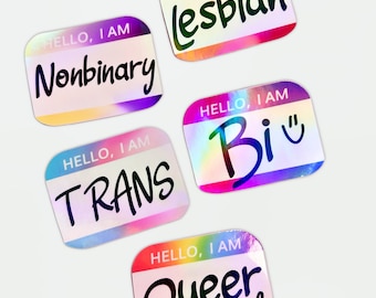 Hello I am LGBTQIA sticker name tag