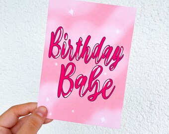 Birthday Babe Birthday Card Pink Y2K