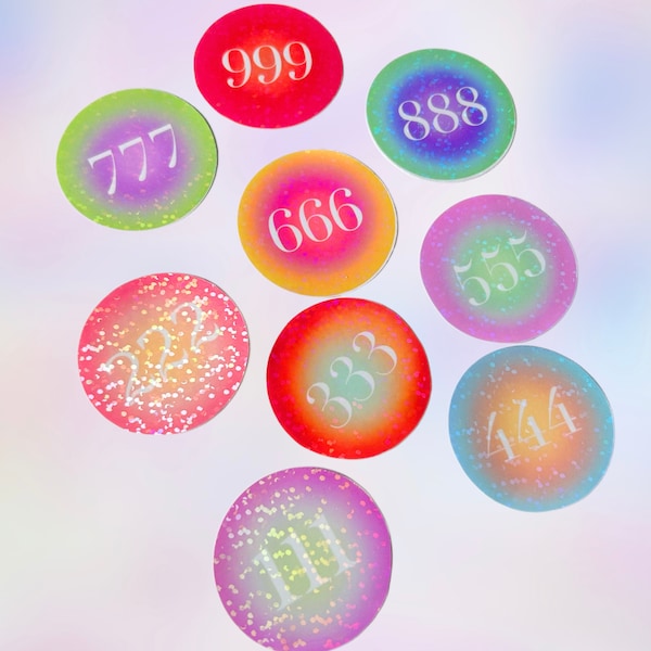 Angel numbers sticker holographic
