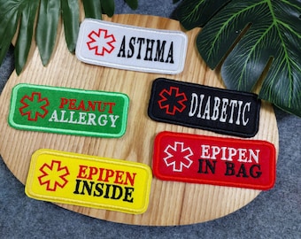Personalized Medical Alert Embroidered Felt Patch: Iron-On or Sew-In