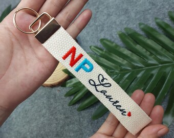 Llavero bordado personalizado de enfermera de enfermería: llavero de algodón personalizado