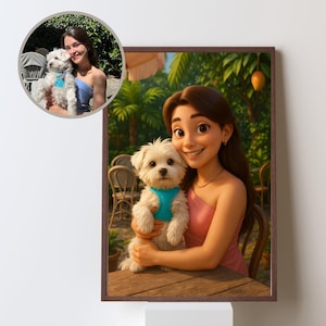 Pixar Style Portrait from Photo,Custom Digital Cartoon Drawing,Personalized Pixar Gift,Cute Couple Pet Illustration,Unique Wall Art Printabl