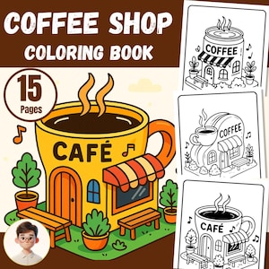 Coffee Shop Coloring Book | Cute Café-Themed Line Art Pages