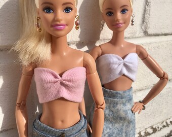 Barbie Doll Clothing Shirts/Tees Patterned Tube Tops for Outfits You Choose