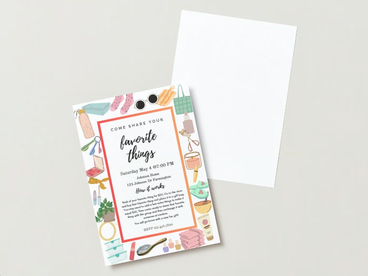 Favorite Things Party Invitation, Editable Favorite Things Party Printable Invitation, Printable ...