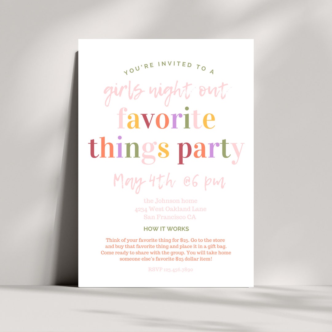 Girls Night Out Invitation: Favorite Things Party (printable) - Etsy
