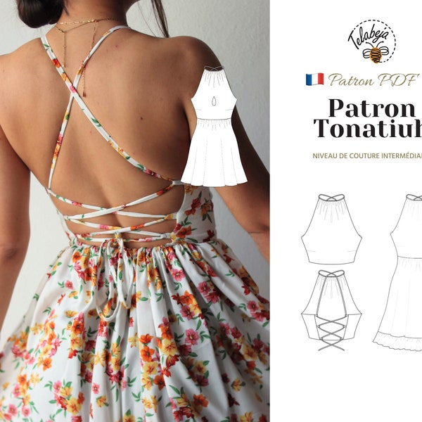 Patron Tonatiuh | Top et robe avec laçage dans le dos | Tailles A-I (EU34-50) | E-book Télécharger A4/A0 Patron PDF