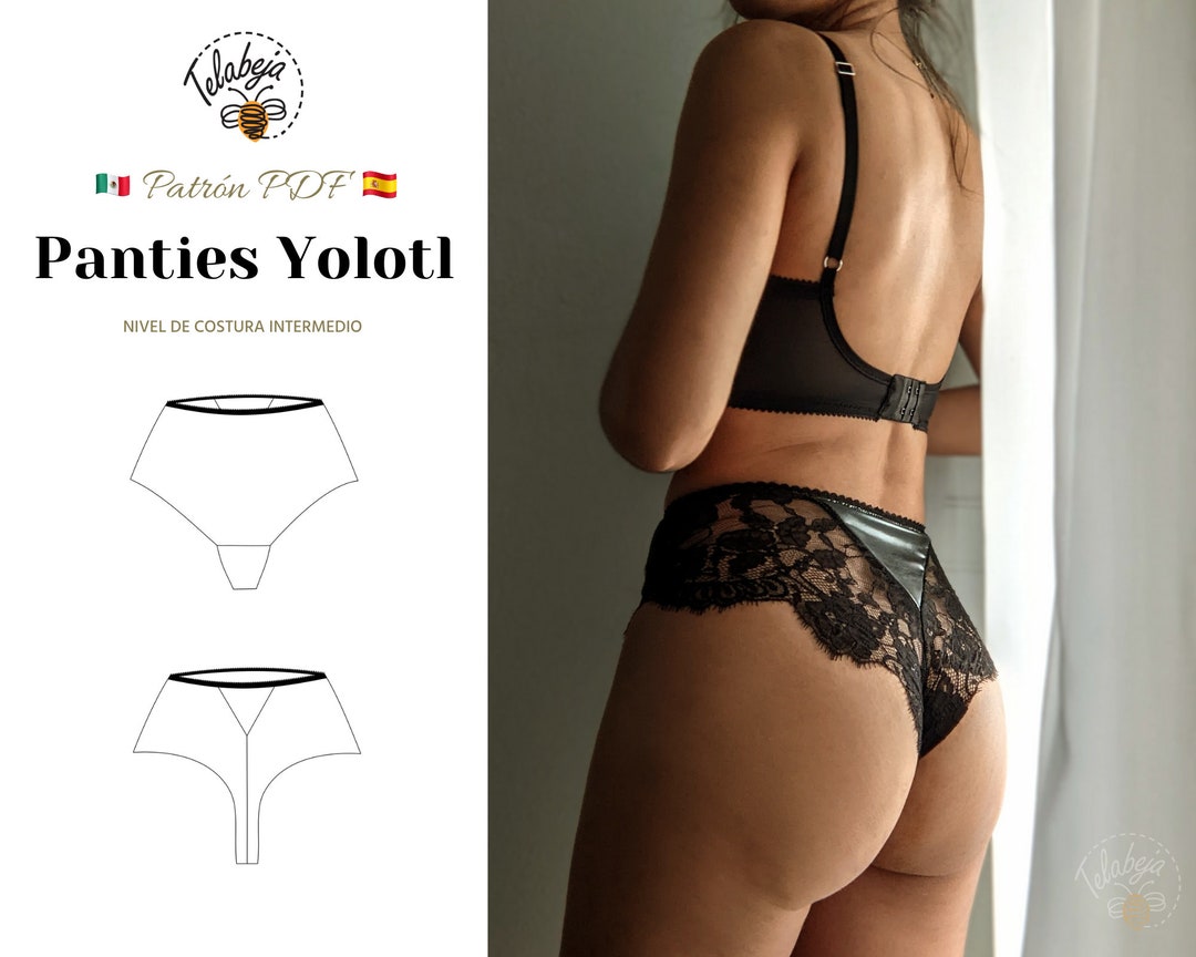 Yolotl Panties Bragas brasileñas de cintura alta tallas EU34-50 patrón digital PDF en A4 - Etsy 日本