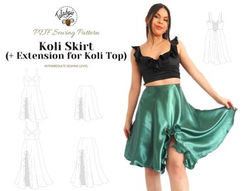 Koli Skirt Pattern | Half Circle Skirt with Slit and Ruffles | Sizes A-I (EU34-50) | E-Book Download A4/A0 PDF pattern