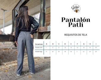 Pantalones Patli Piernas Anchas Con Pliegues Y Bolsillos Ribeteados EU34-50  Patrón Digital De Costura PDF A4 A0 