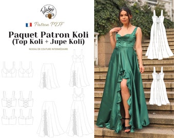 Koli Patrons Paquet | Top, jupe et robe avec volants | Tailles A-I (EU34-50) | E-Book Télécharger le patron A4/A0 PDF