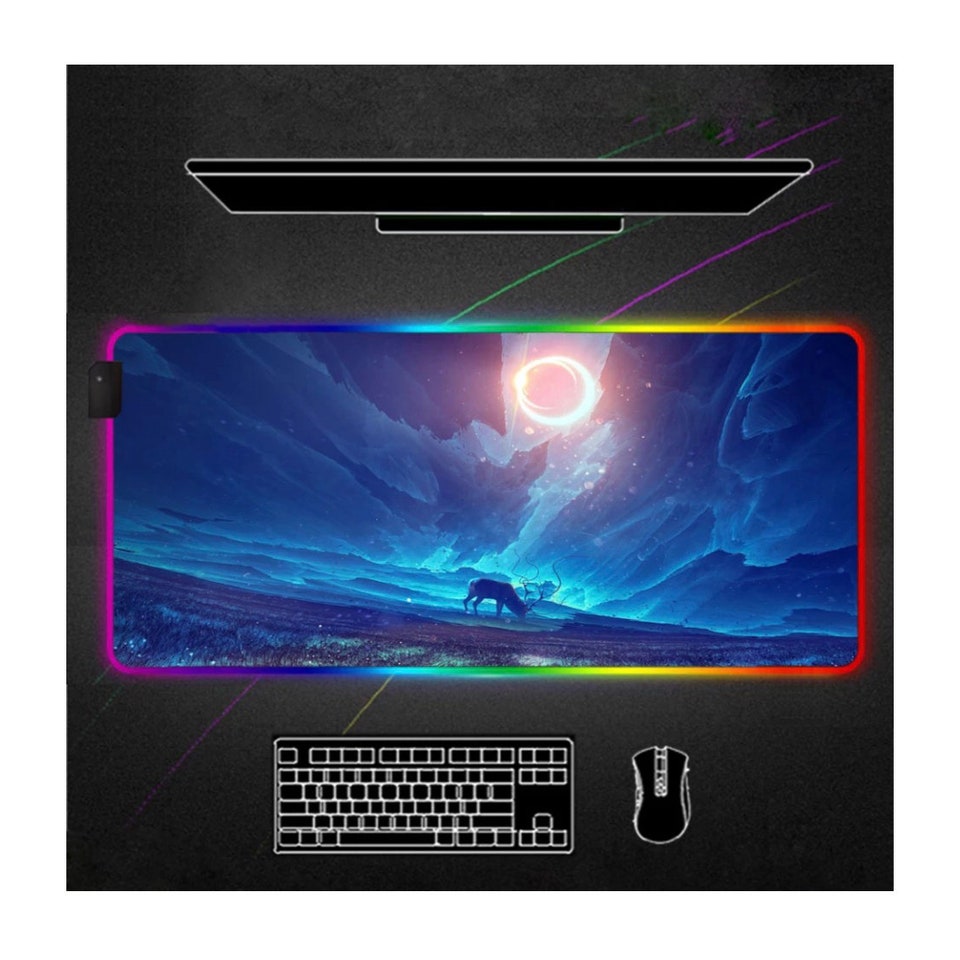 Quality Landscape Theme LED Gaming Mouse Pad, Gaming Setup Ideas, Large Luminous Gaming Mouse Pad