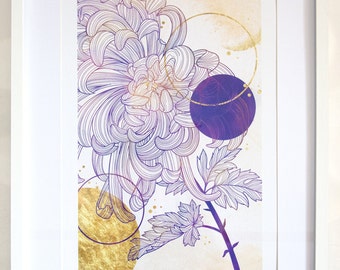 Chrysanthemum Poster, Flower, Poster, Print, Chrysanthemum, Wall Decoration, A3, Graphic Art