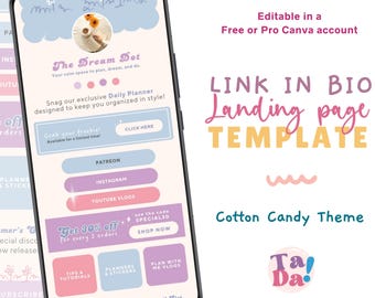 Link in Bio Canva Template, Customizable Landing Page, Aesthetic, Pastel, Website Template, Instagram Link in Bio, Small Business Tool, Blue