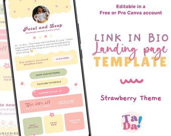 Link in Bio Canva Template, Customizable Landing Page, Pastel Website Template, Instagram Link in Bio for Small Business Owner, Spring Theme