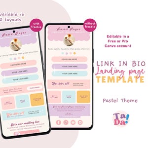 Link in Bio Canva Template, Editable Landing Page, Pastel Theme Website, Instagram Landing Page, Linktree Alternative, Small Business Bio