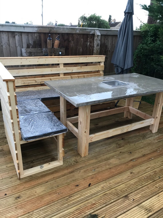 Concrete dining table fire pit ice bucket Etsy