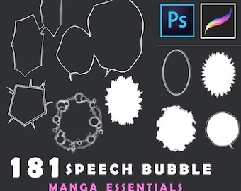 181 Speech Bubble Procreate stamps, Speech bubble procreate brush, Manga speech bubble, webtoon speechbubble, Photoshop speech bubble