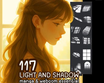117 windows light & shadow brush set for procreate and Photoshop, Window light procreate brush set