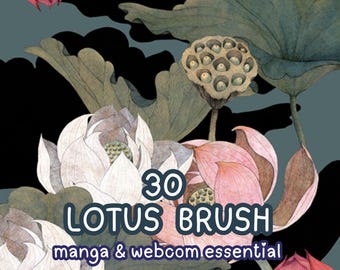 30 Lotus Procreate brush, Lotus Photoshop brush, Lotus brush, Lotus stamps, Lotus procreate stamps, Lotus photoshop stamps,Tattoo