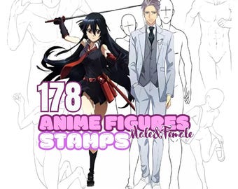 178 Anime Figure Stamps, Brushes For Procreate, Procreate Guide Brushes, Anime Figure Digital Brushes