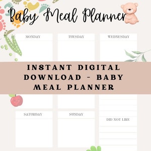 Baby Meal Planner, Weekly Meal Planner, Minimalist Health Planner, Goodnotes Planner, Kids Meal Planner, Digital Download zdjęcie 3