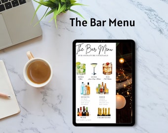 Modern Bar Menu, Custom Menu Template, Bar Menu Cards, Editable Cocktail Menu, Digital Drink Menu, Digital Download