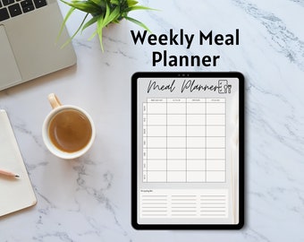 Digital Meal Planner, Family Meal Planner, Editable Meal Plan, Minimal Diet Planner, Dinner Plan Template, Instant Download