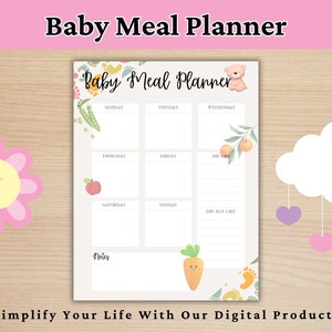 Baby Meal Planner, Weekly Meal Planner, Minimalist Health Planner, Goodnotes Planner, Kids Meal Planner, Digital Download zdjęcie 1