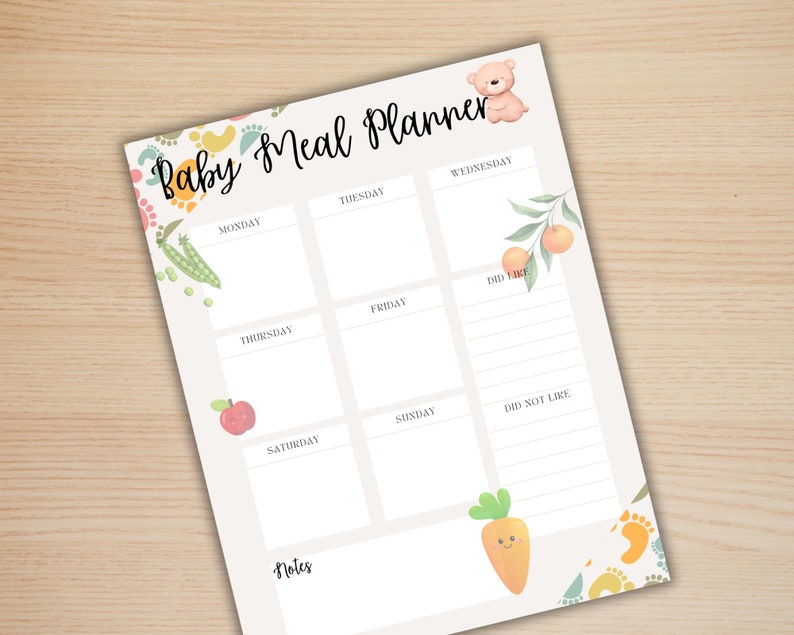 Baby Meal Planner, Weekly Meal Planner, Minimalist Health Planner, Goodnotes Planner, Kids Meal Planner, Digital Download zdjęcie 2