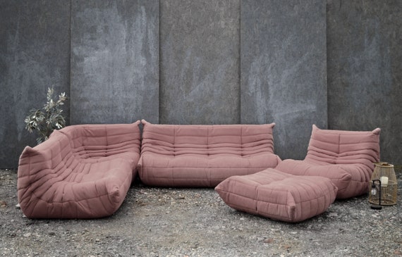 Ligne Roset Togo 5 Piece Sofa in Dusty Pink Microfibre [983