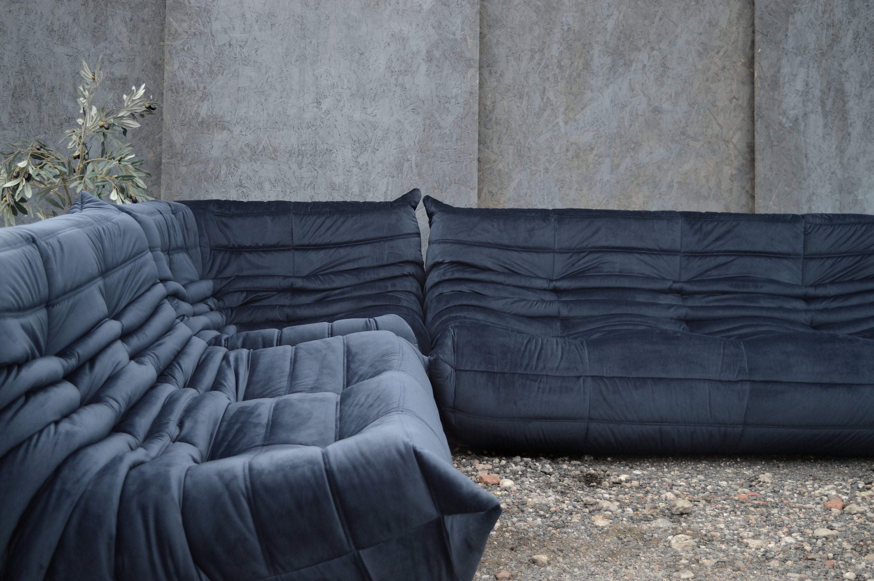 Ligne Roset Togo 5 Piece Sofa in Dark Navy Velvet - Etsy