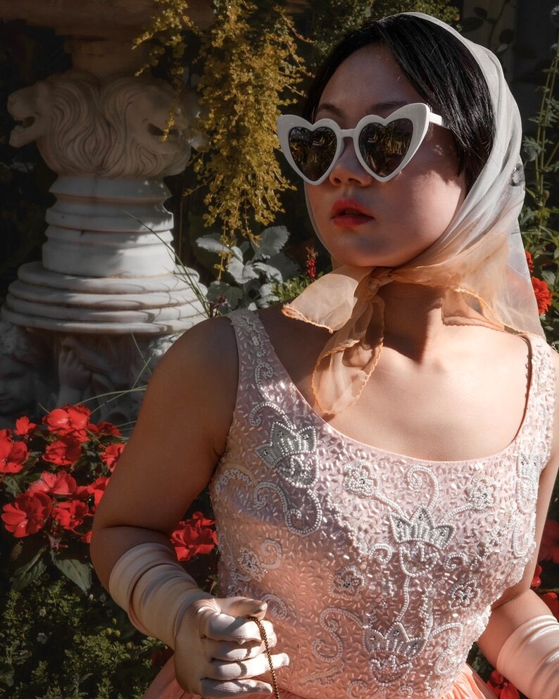 Vintage 1960s Dress in Pink with Beaded Details