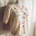 80s Cream Floral Embroidered Vintage Cable Knit Sweater Size 10-12 ...