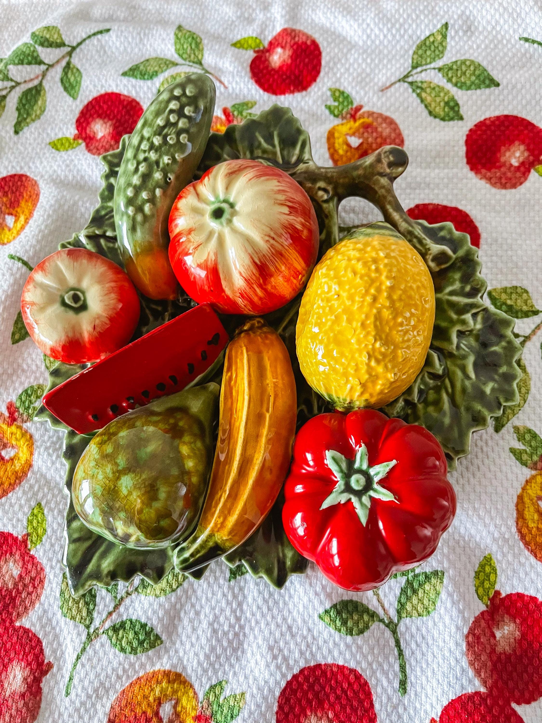 Vintage Alvaro Jose Caldas Portugal Ceramic Fruit Wall Hanging