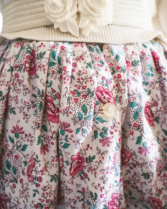 80s does 50s Floral Cotton Vintage Circle Skirt S… - image 3